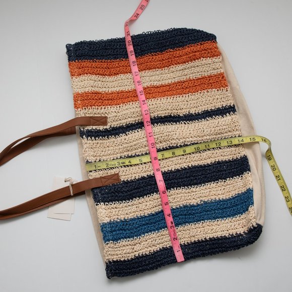 Rays For Days The Shorebreak Weekender Tote Woven Beach Bag Stripe Canvas New - Picture 6 of 7